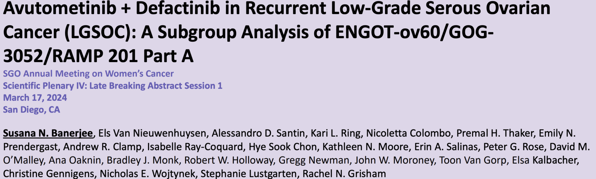 Avutometinib + Defactinib in Recurrent Low-Grade Serous Ovarian Cancer study